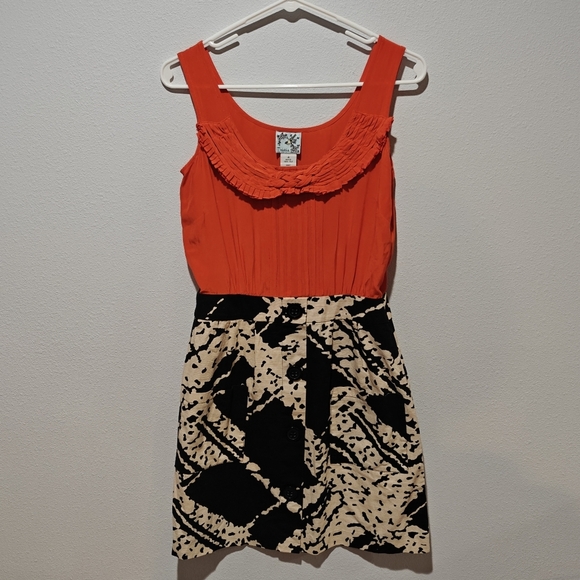 Anthropologie Tabitha Silk Dress Size 4 Bustling Avenues Runway Marble Pockets - Picture 2 of 6